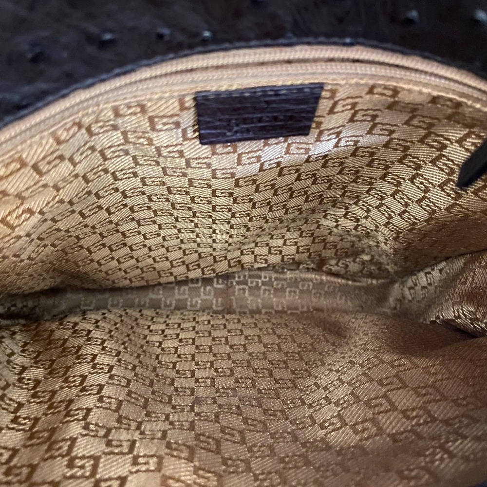 Authentic Gucci Ostrich Leather Bag w/ COA - Tiger Head - Chocolate Brown - Rare - Picture 8 of 13